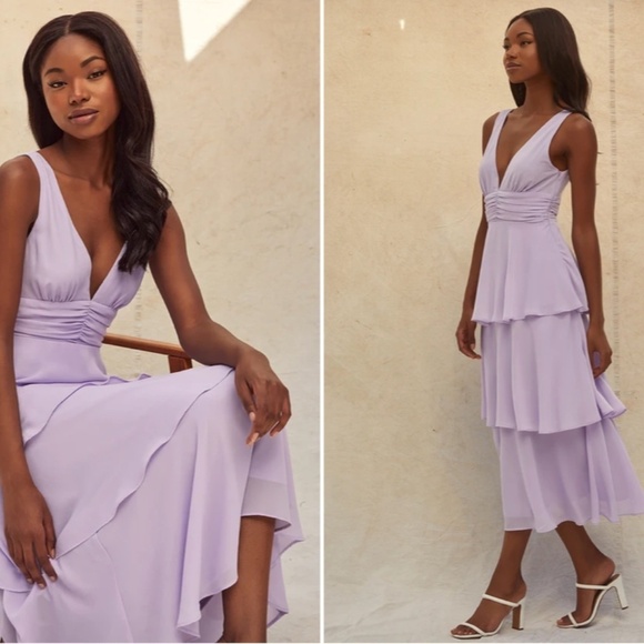Lulus | Dresses | Lulus Prom Wedding Bridesmaid Tiered Ruffles Boho ...